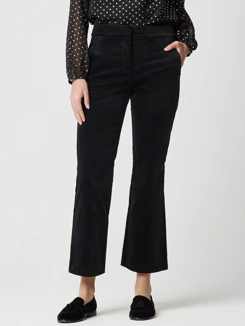 J. Crew Velvet Kelsey Kickout Flare Crop Pants Black Size 8 NWOT
